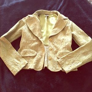 Light Lime Brocade Crop Jacket (Vintage)
